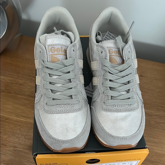 Gola Daytona Blaze Lace Up Sneaker Silver Wheat Light Gray Sneakers Sz 6 - Picture 4 of 6